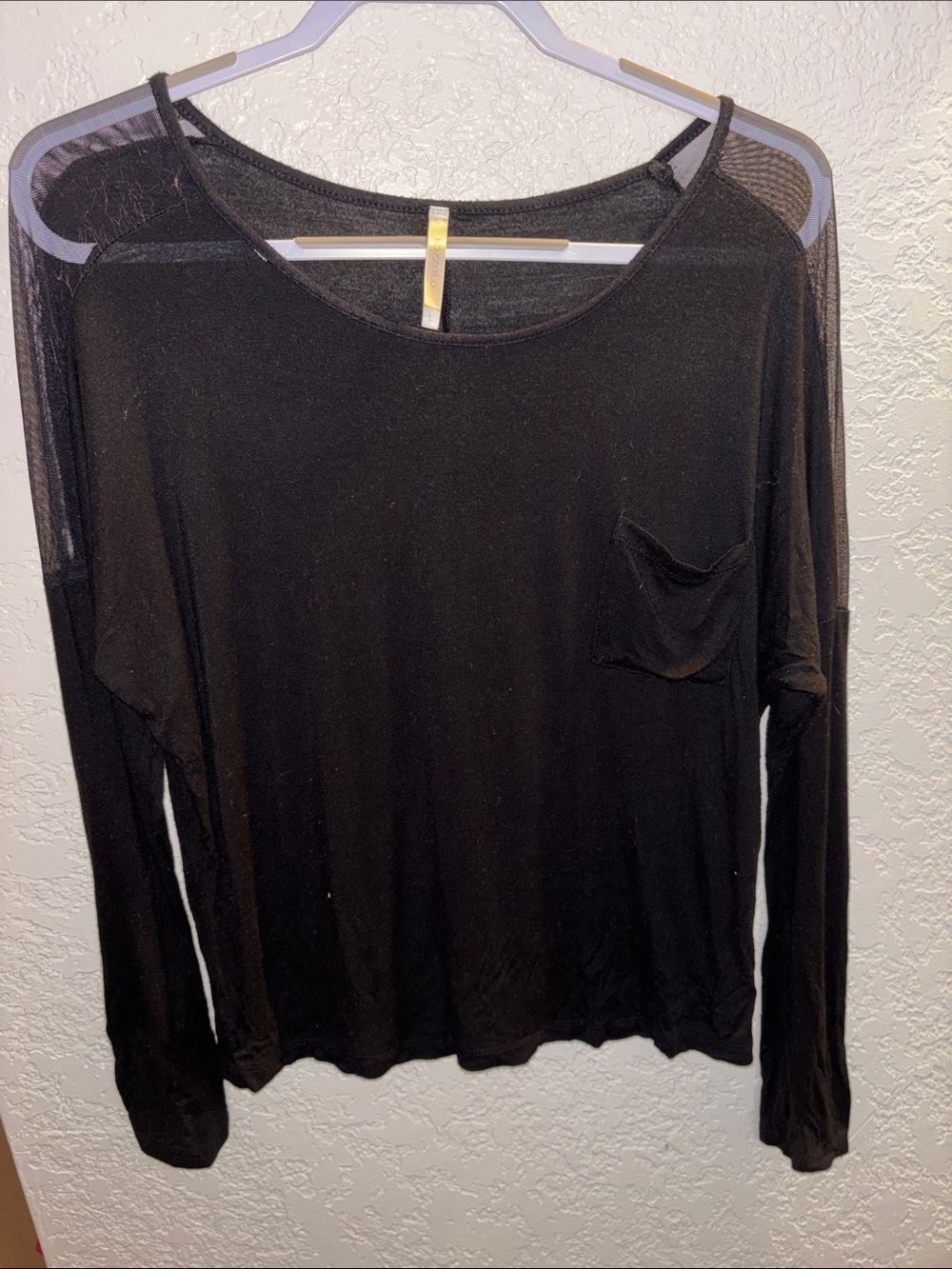 Bozzolo Black Long Sleeve Pocket Top